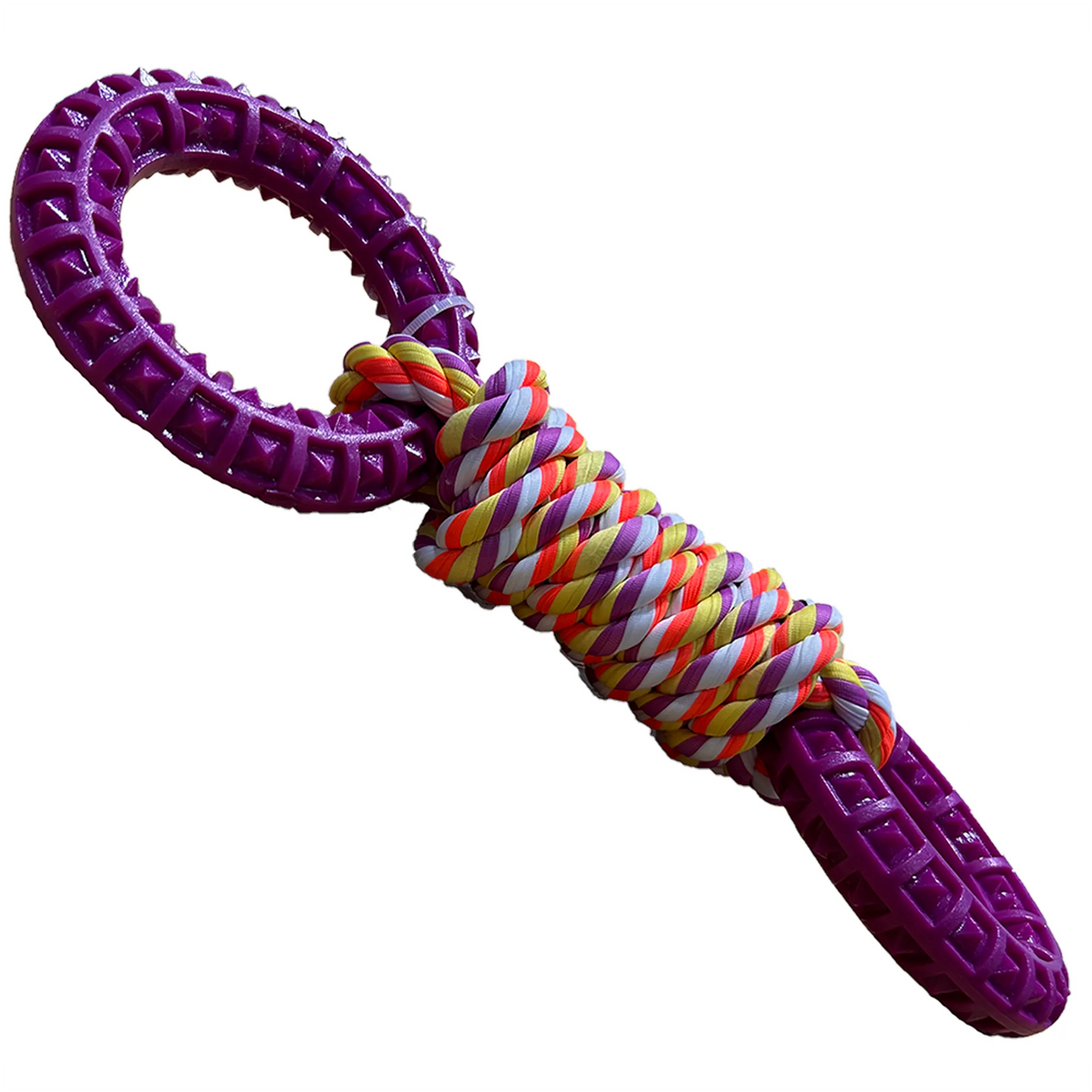 Dog Braided Rope Tug Toy with TPR Rings, Non-Toxic Pet Toy