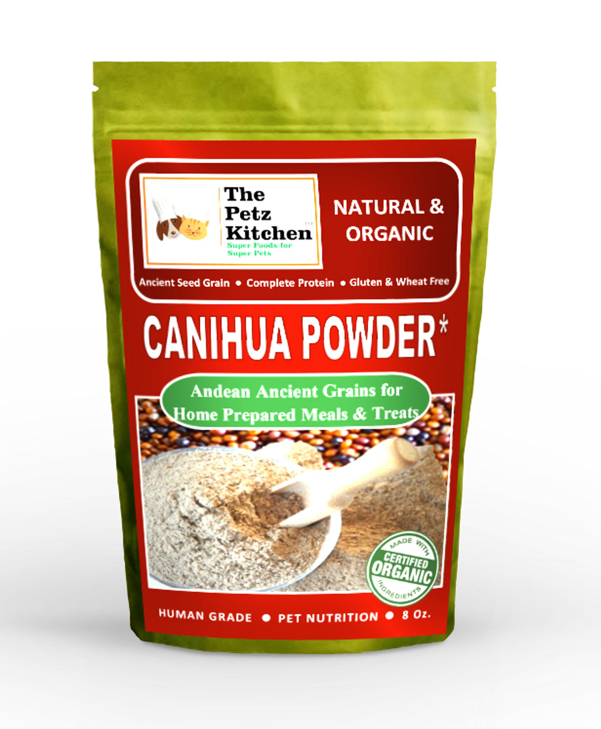 Harina de Cañihua - Grano de Semilla Ancestral Orgánico - Proteína Completa - Sin Trigo ni Gluten* The Petz Kitchen Superalimentos para Perros y Gatos*