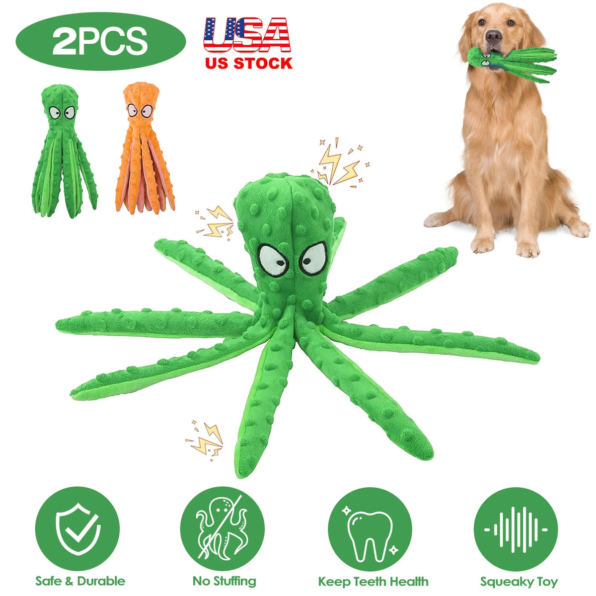 2Pcs Squeaky Dog Toys