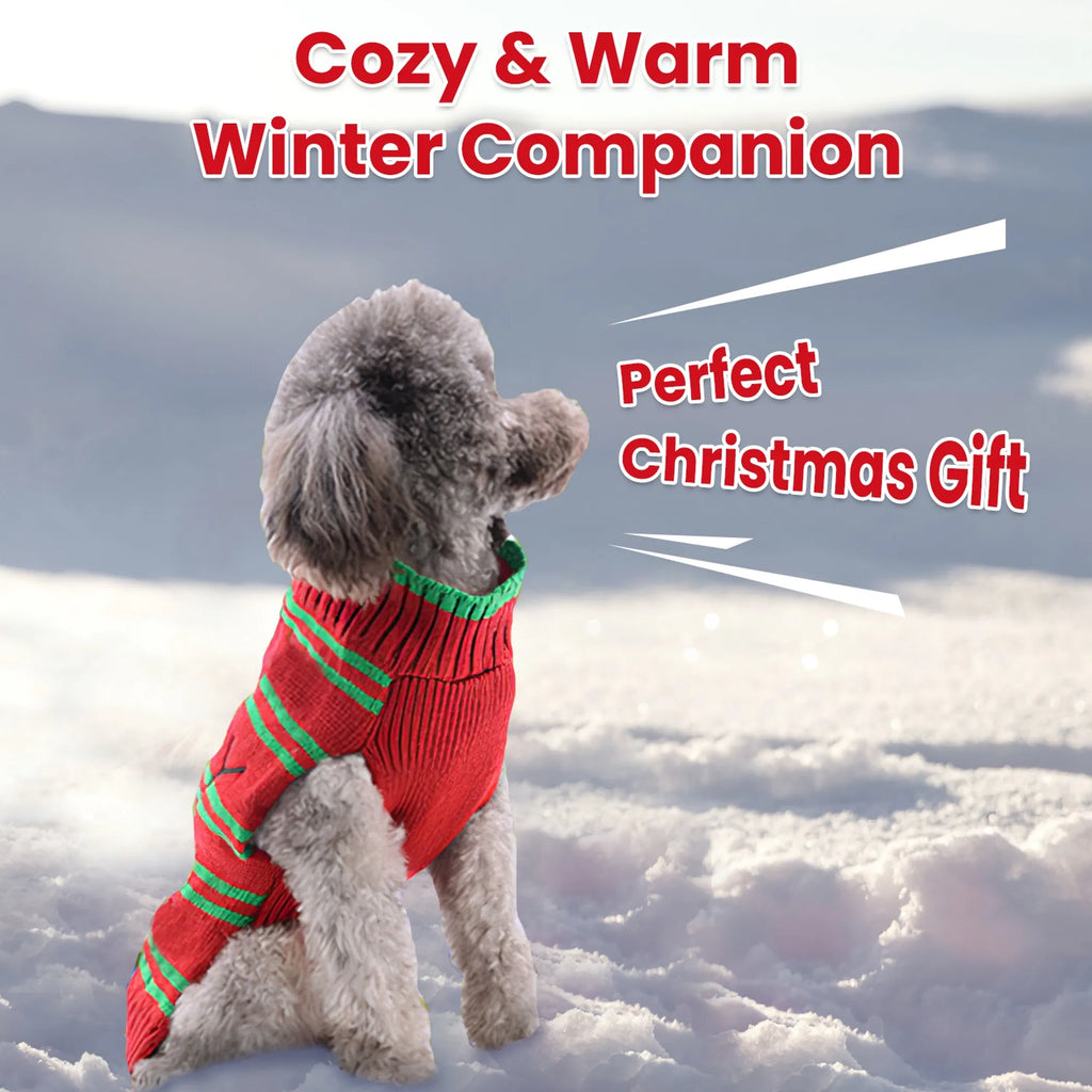 Suéter de cuello alto navideño para mascotas, ropa de Navidad para perros y gatos