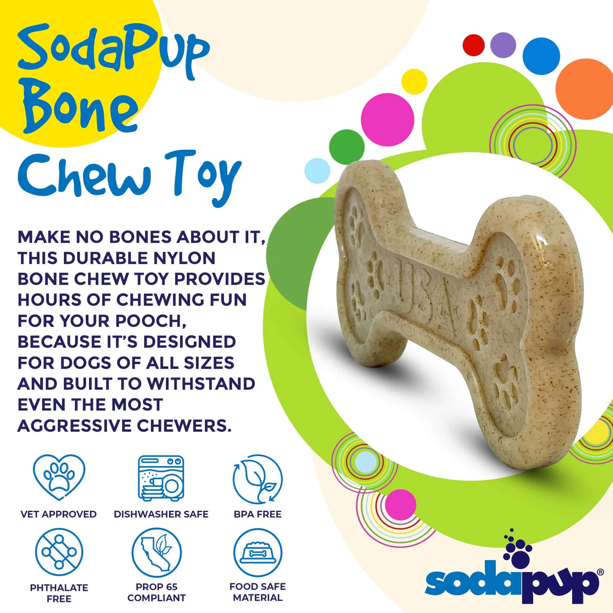 Bone eChew Ultra Durable Nylon Dog Chew Toy for Aggressive Chewers