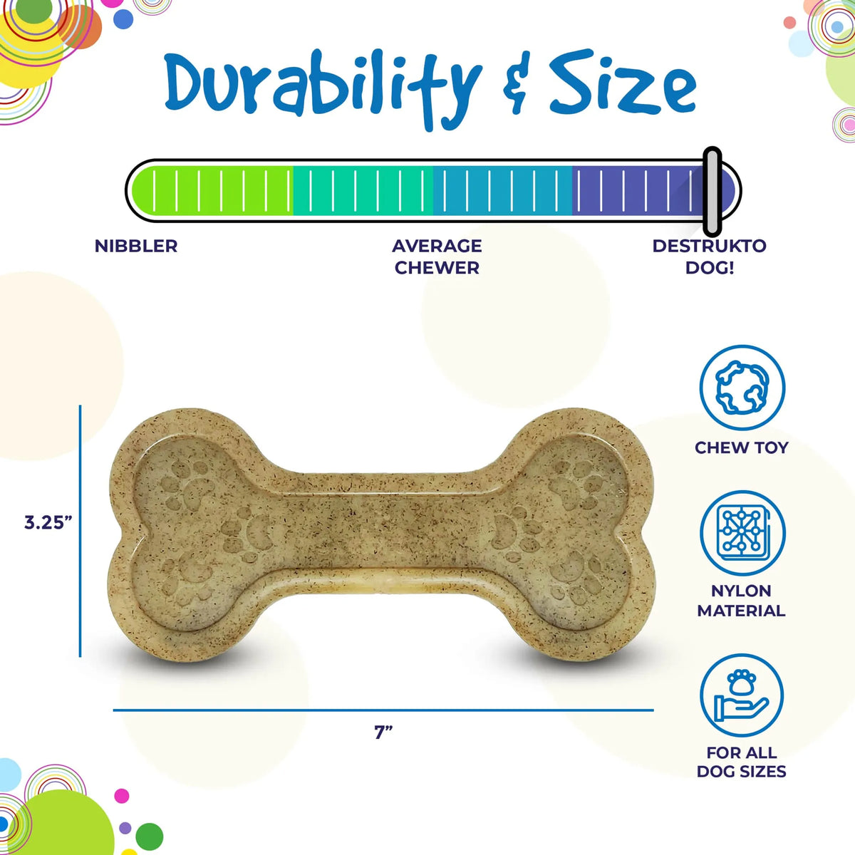 Bone eChew Ultra Durable Nylon Dog Chew Toy for Aggressive Chewers