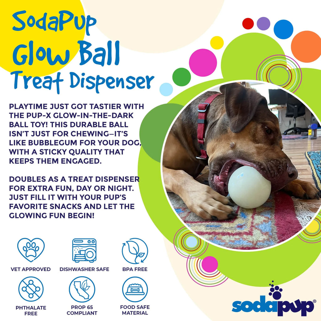4" Glow-in-the-Dark Dog Ball - Treat Dispenser & Water Toy