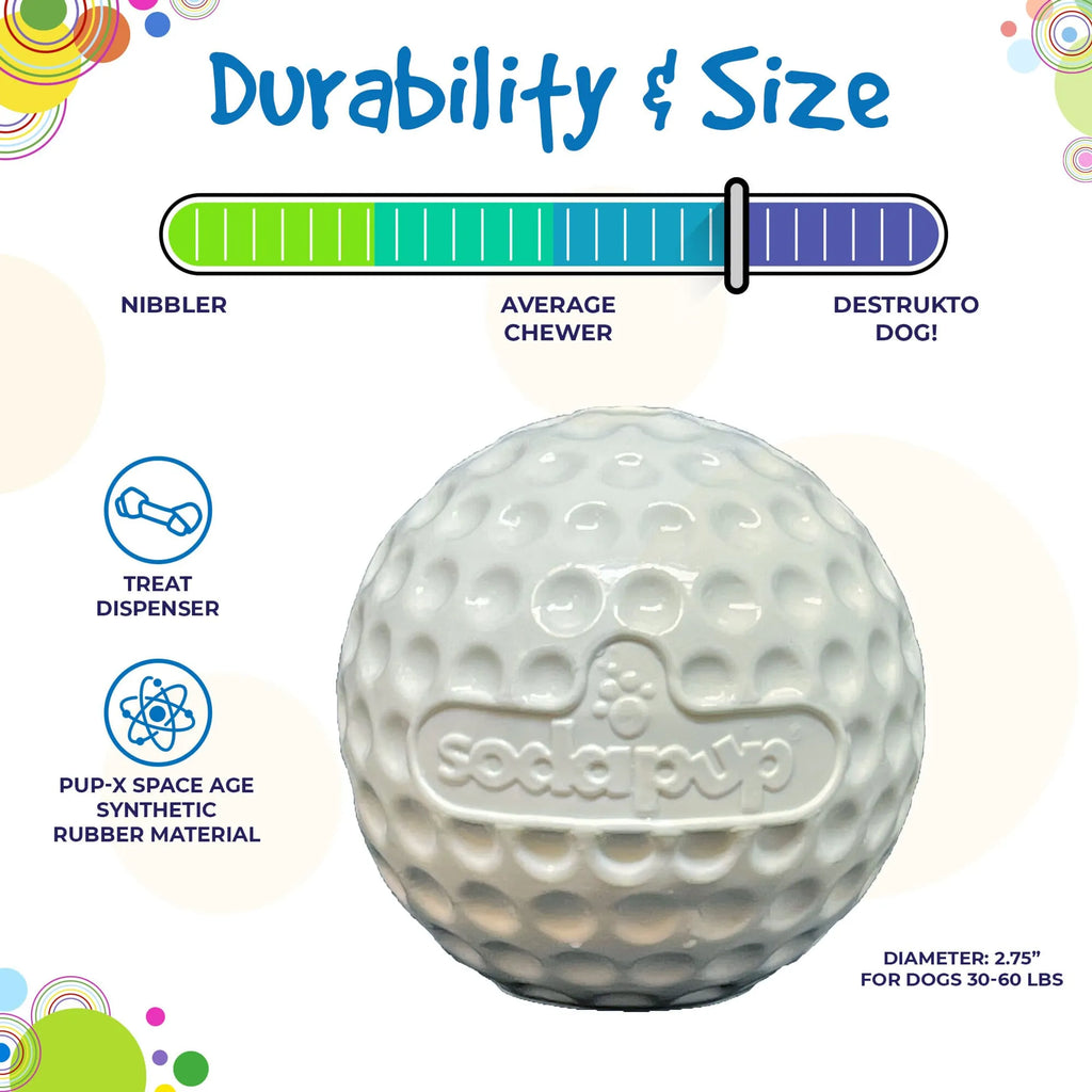 Dispensador de premios y juguete de enriquecimiento Golf Ball PUP-X de caucho